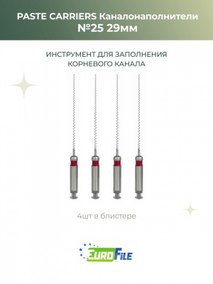 Пасте Кариес / Paste Carries каналонаполнители машинные 29мм №25, 4шт Eurofile