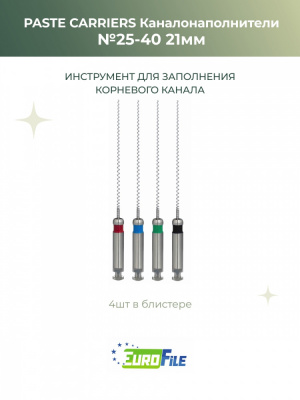 Пасте Кариес / Paste Carries каналонаполнители машинные 21мм №25-40, 4шт Eurofile